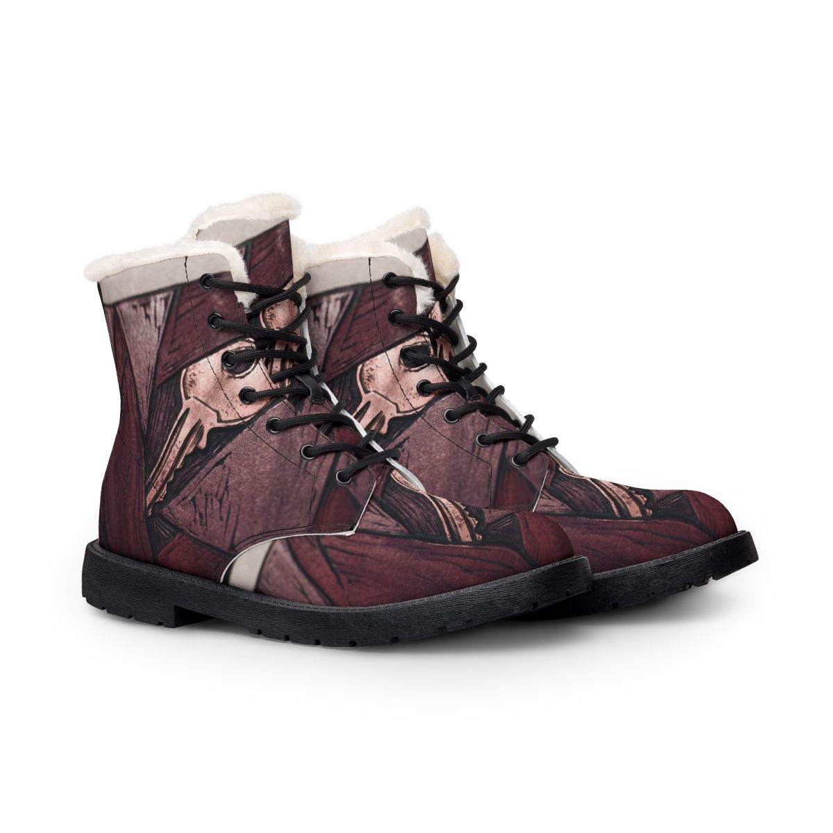 Men's Fur and Leather Boots with Key Art