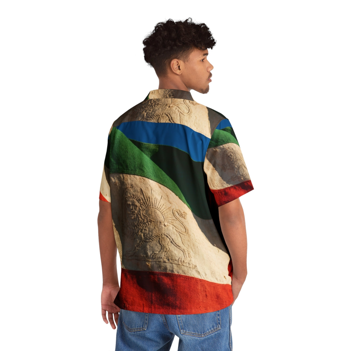 Men's Hawaiian Shirt - Vintage Persian Lion and Sun Flag Art...