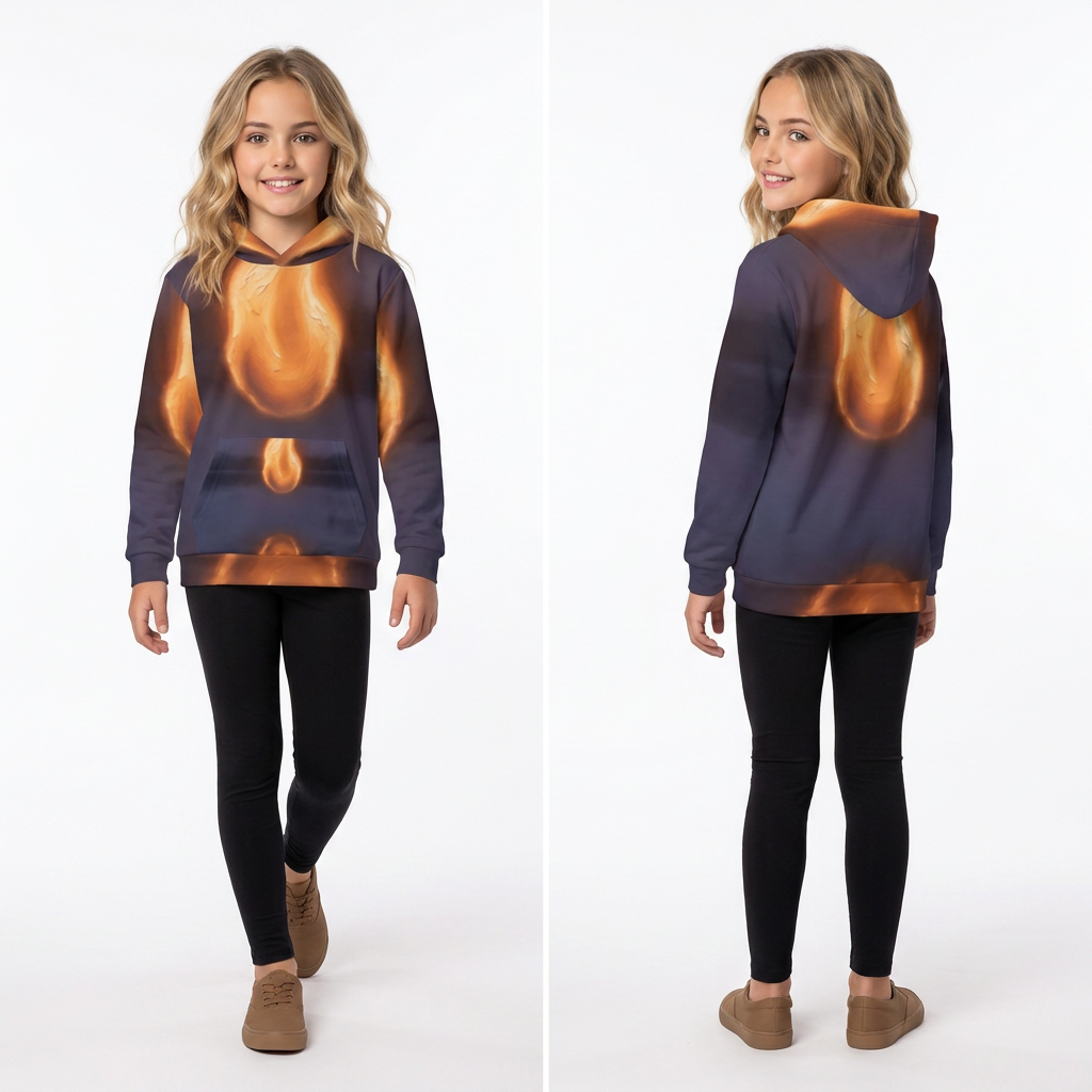 Children's Hoodie with Glowing Flame Art