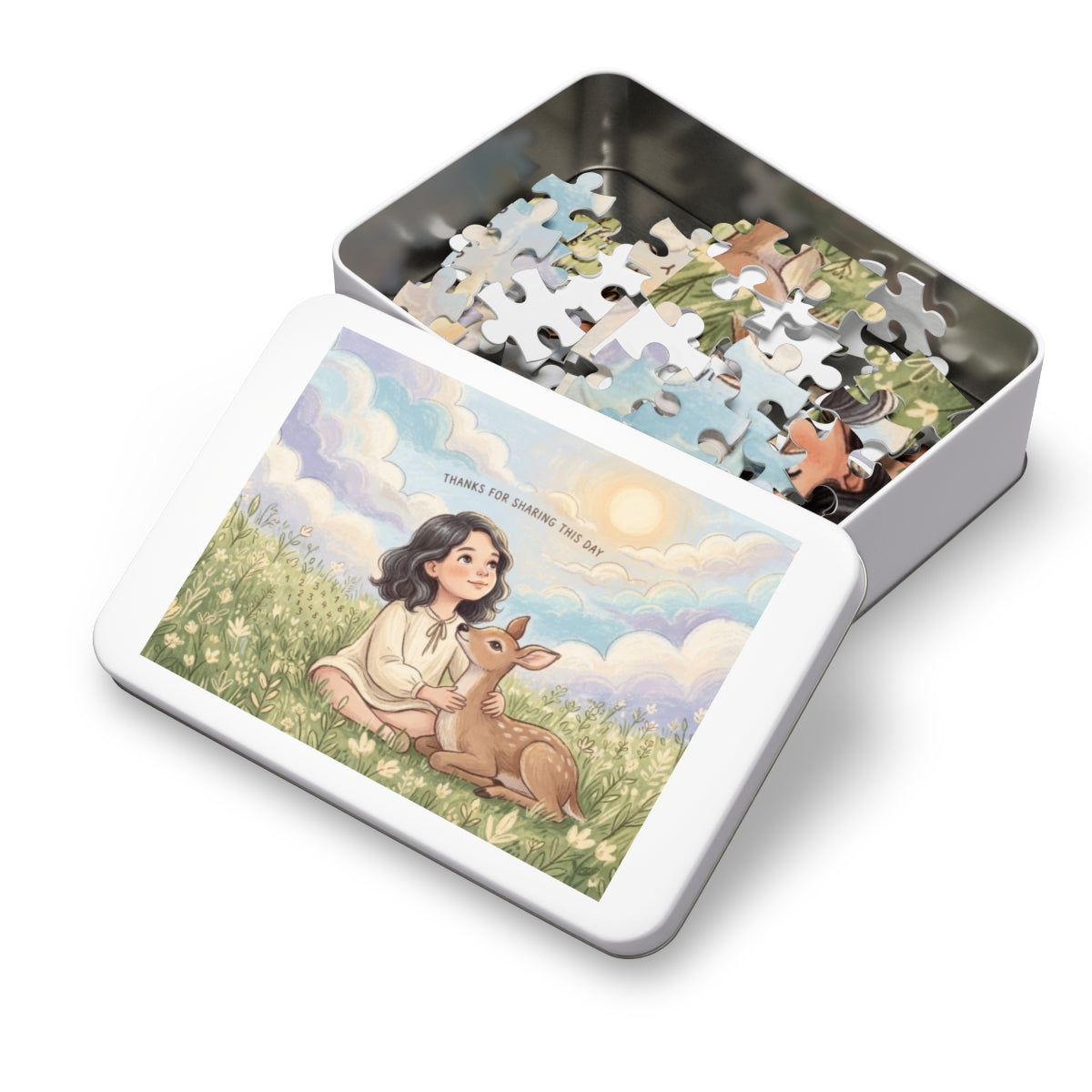 Jigsaw Puzzle with Tin - Sunlit Meadow Tale (30, 110, 252......