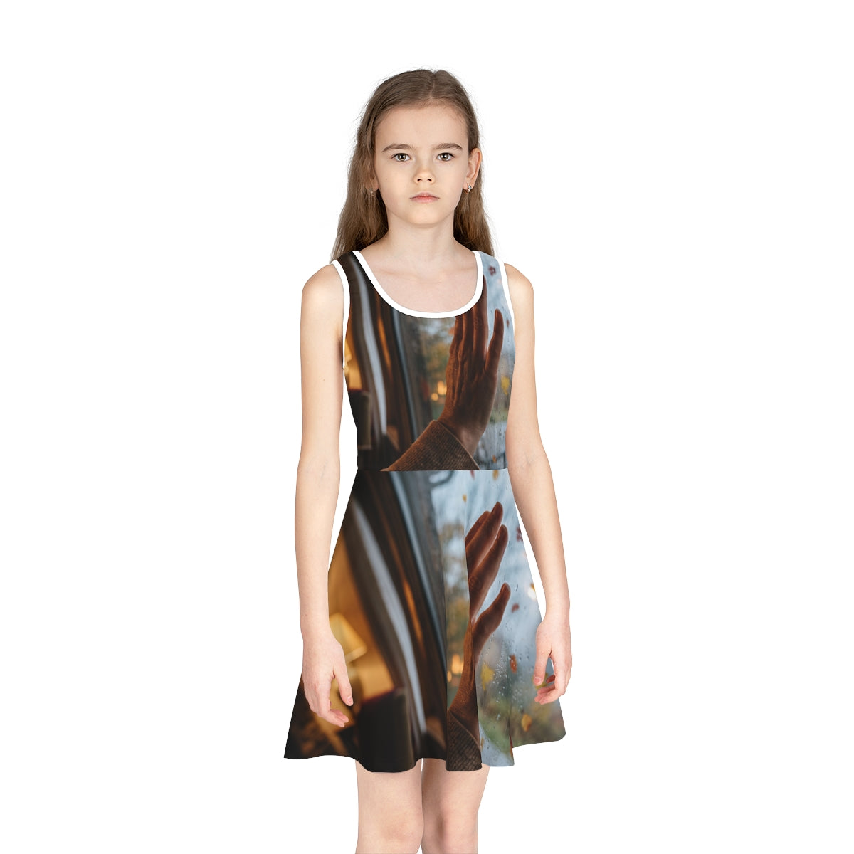 Girls' Sleeveless Sundress with Autumn Window Art