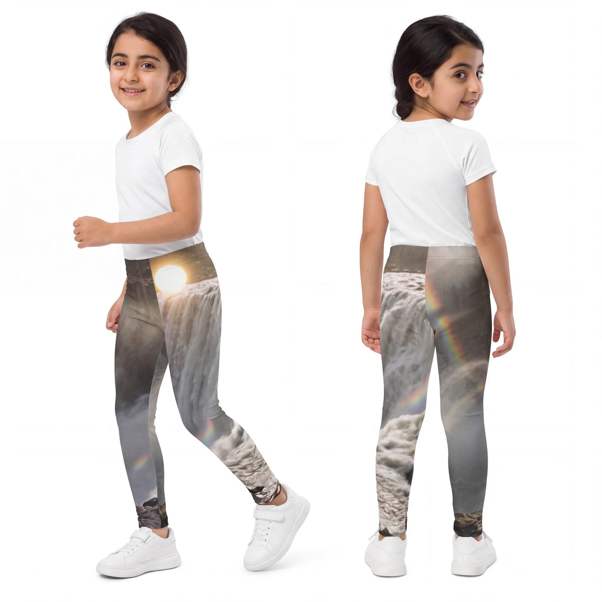 Kids Leggings with Nordic Golden Waterfall