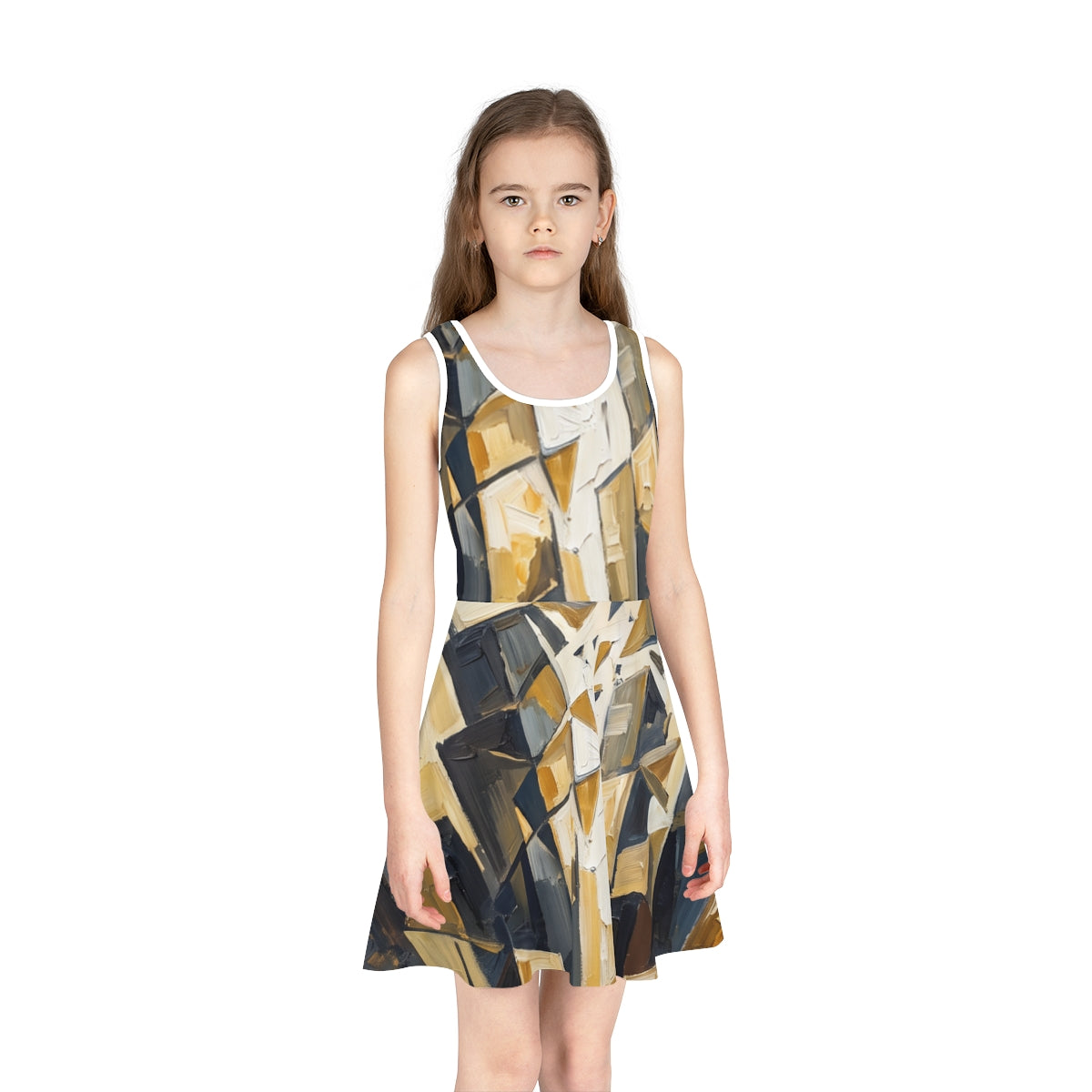 Girls' Sleeveless Sundress with Abstract Skyline