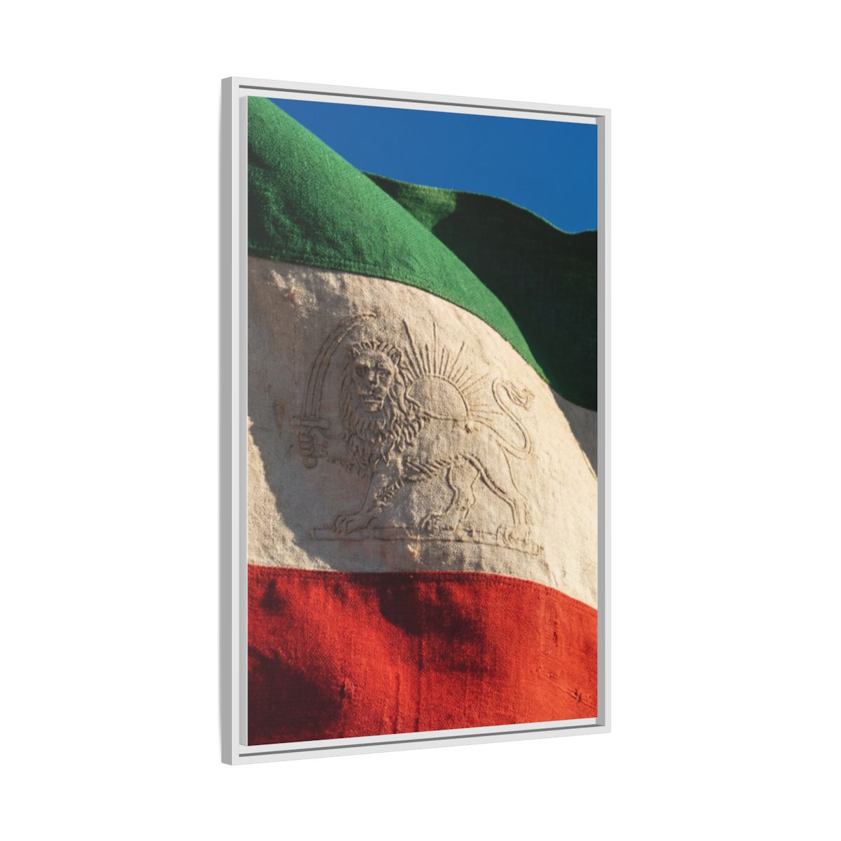 Framed Canvas Art - Distressed Flag — White / 1.25"