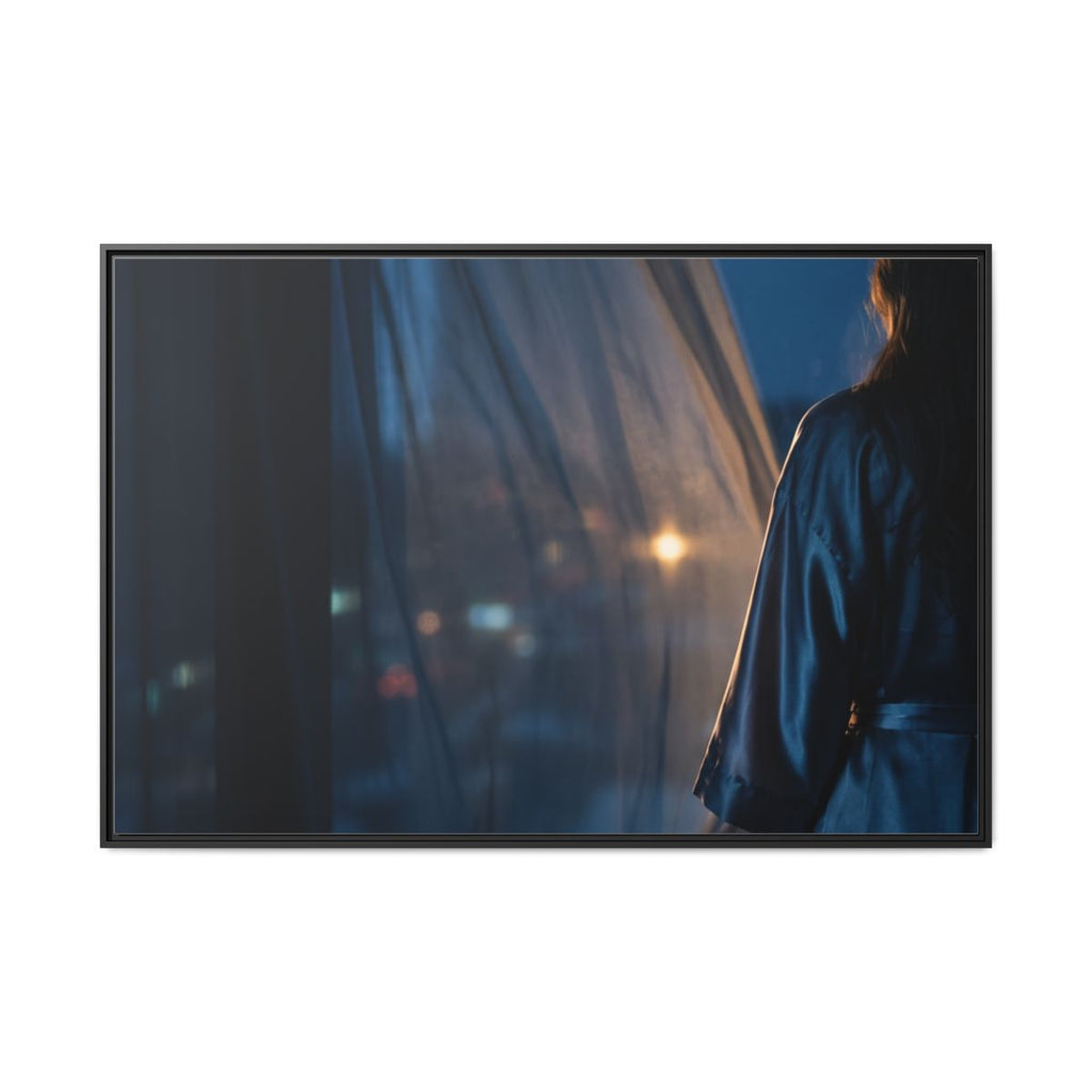 Matte Canvas, Framed - Nocturnal Solitude Silhouette — Black...