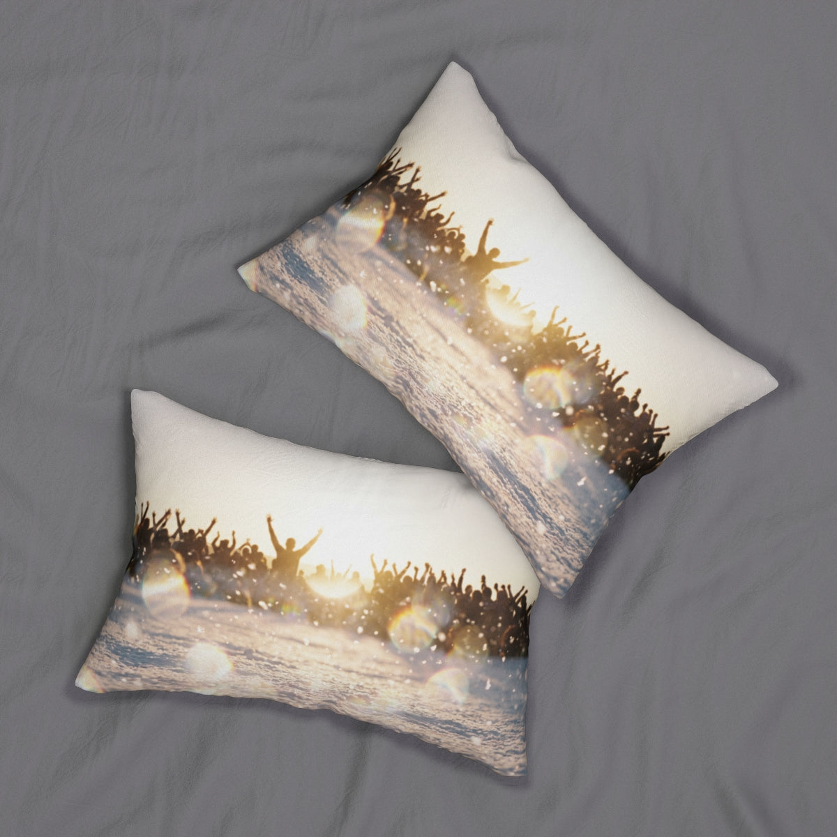 Golden Hour Crowd Lumbar Pillow