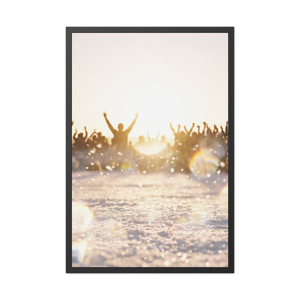 Framed Poster Portrait Golden Crowd Celebration