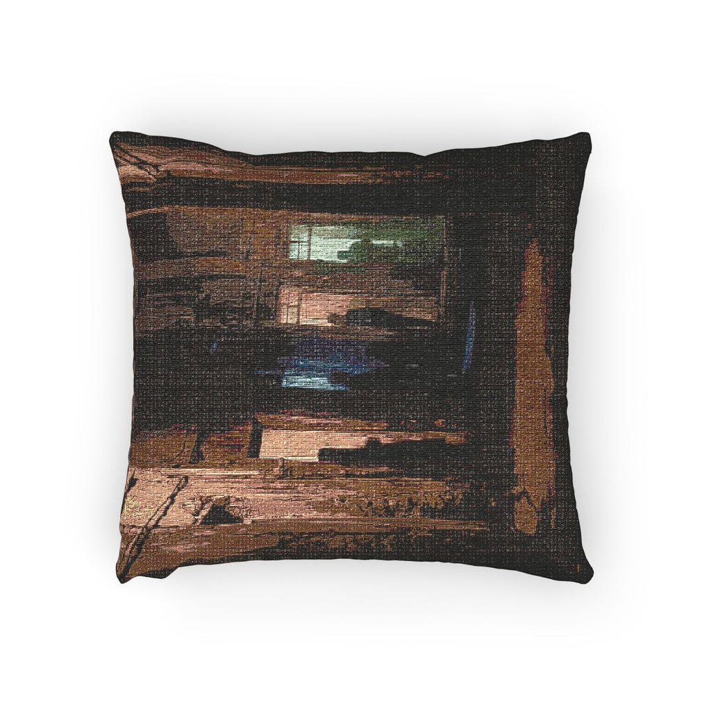 Woven Pillow - Textured Night Corridor | Echovira Gallery