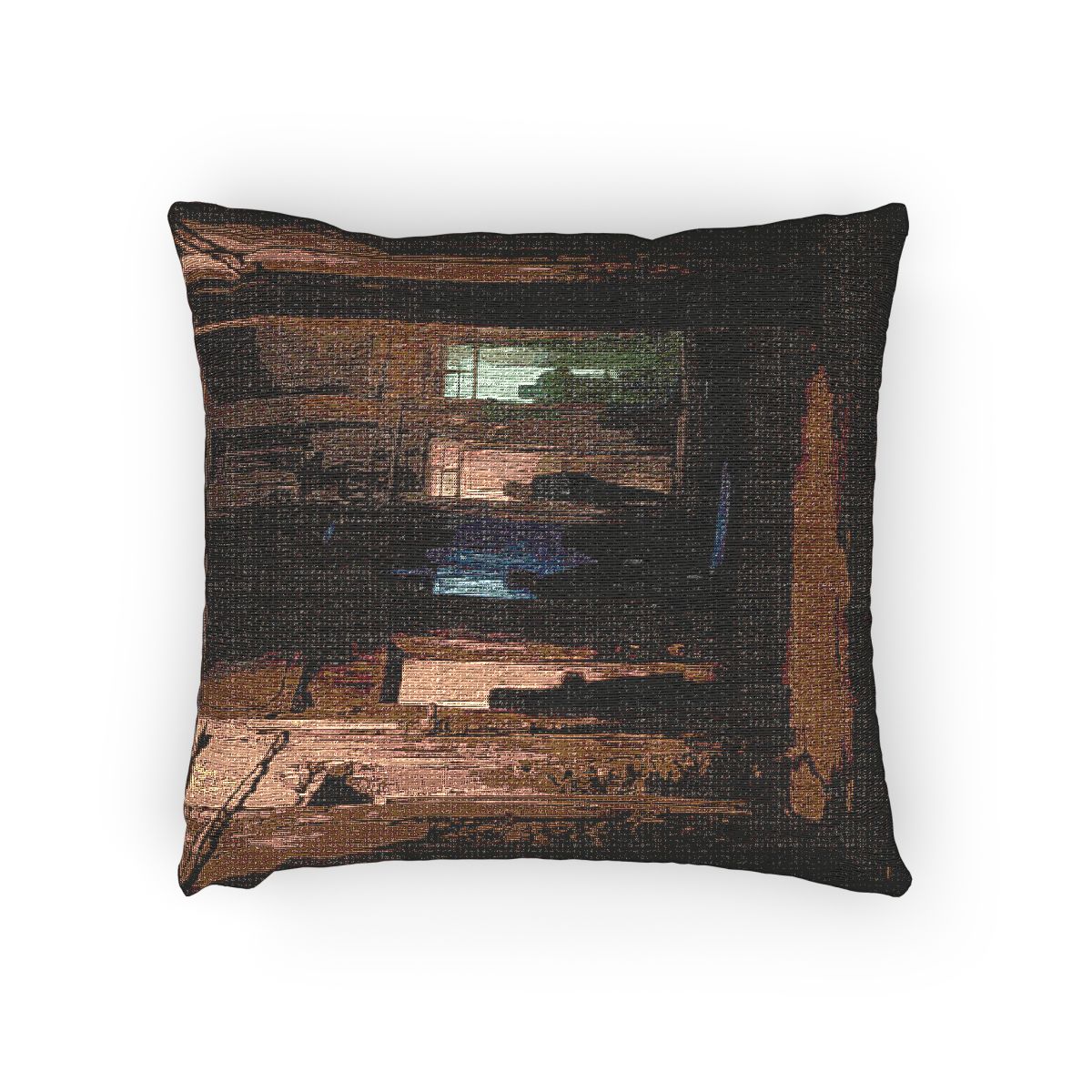 Woven Pillow - Textured Night Corridor | Echovira Gallery