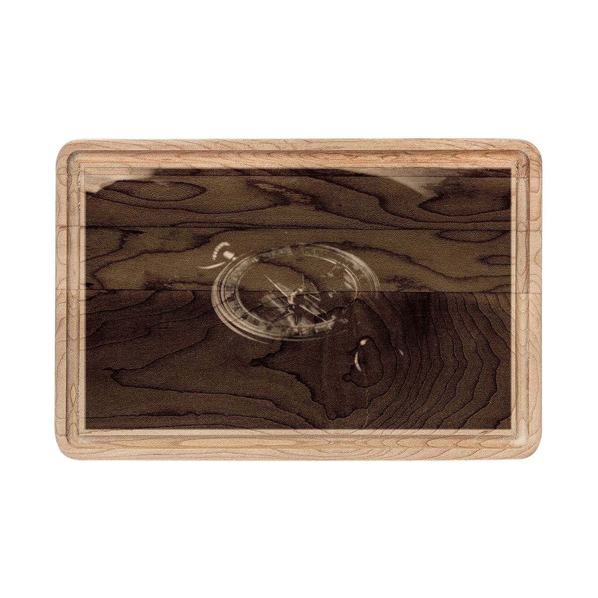 Vintage Brass Sundial Wooden Cutting Board