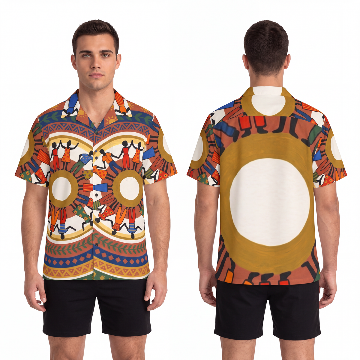Men's Hawaiian Shirt - Unity Mandala Folk Art | Echovira...