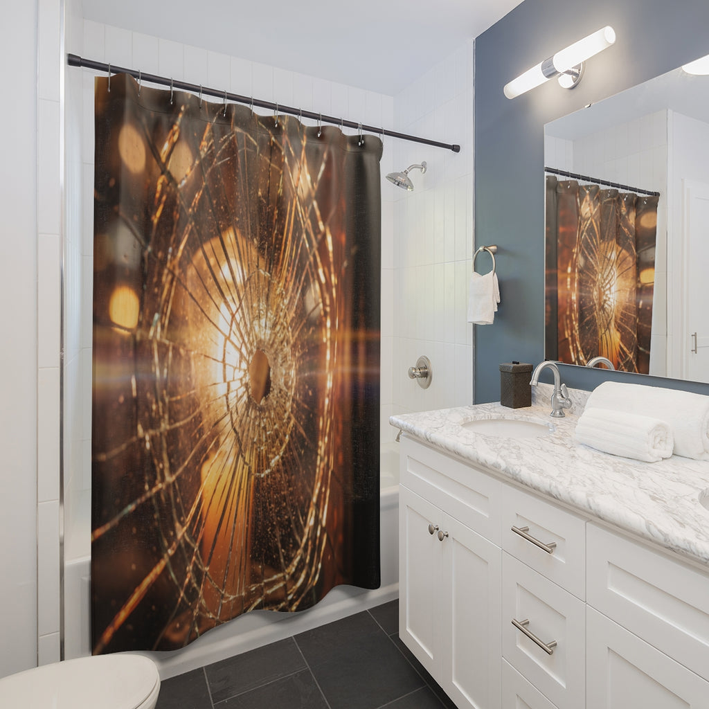 Shower Curtains - Shattered Light Wall Art - Amber Noir... |...