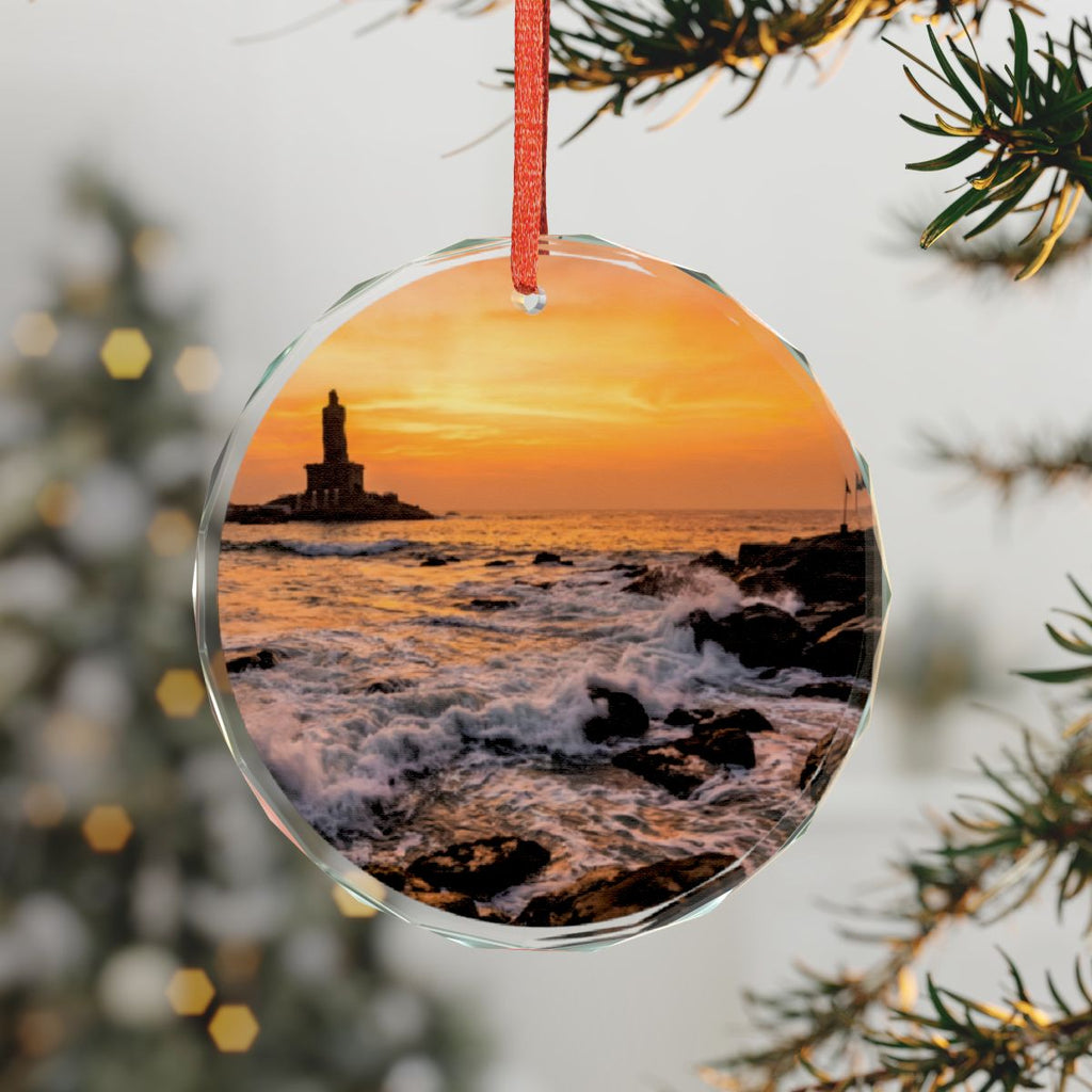 Crystal Glass Ornament - Golden Kanyakumari Coastline at......