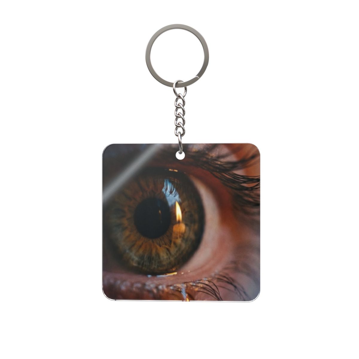 Square Keychain - Amber Iris Reflection Fine Art Print |...