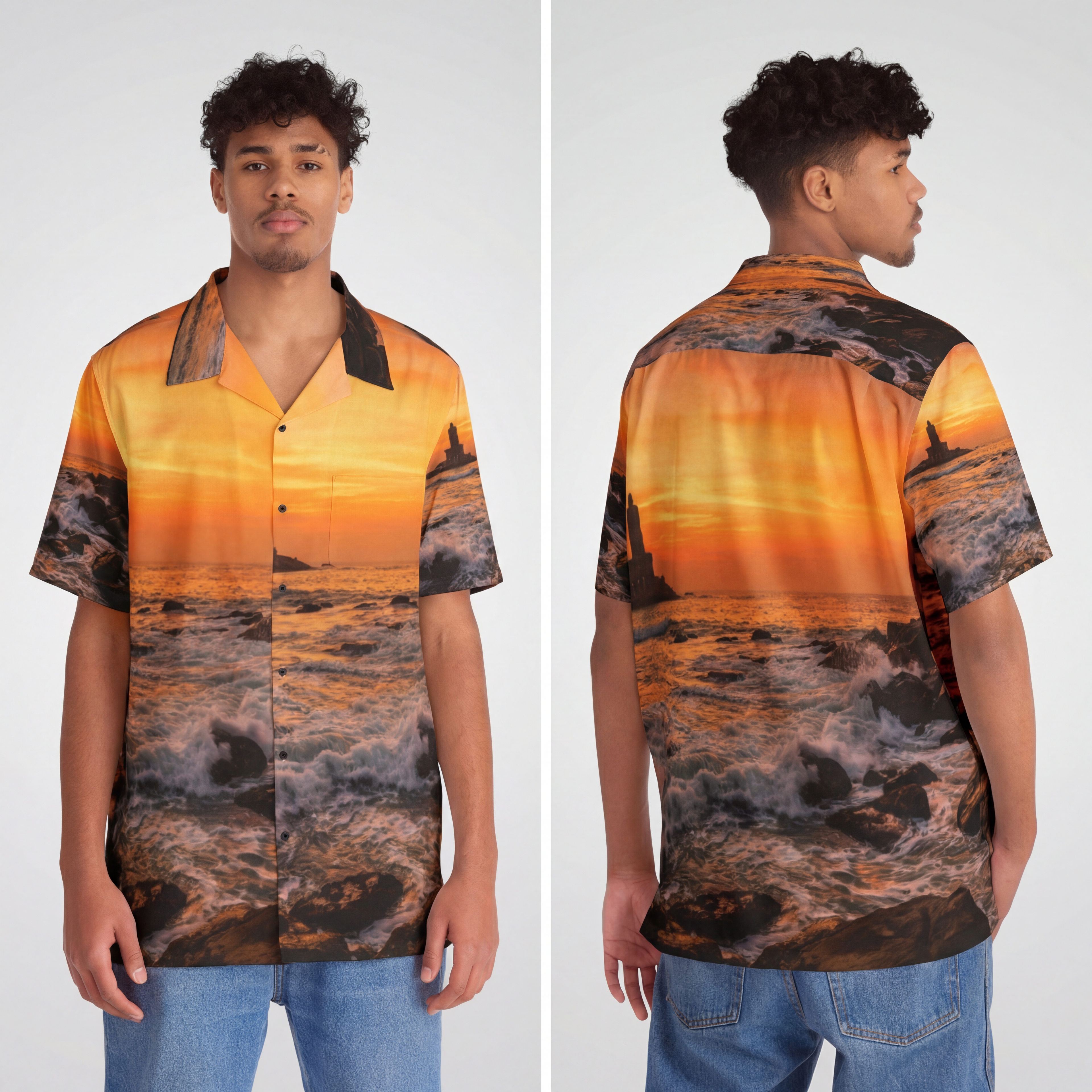 Men's Hawaiian Shirt - Coastal Golden Hour