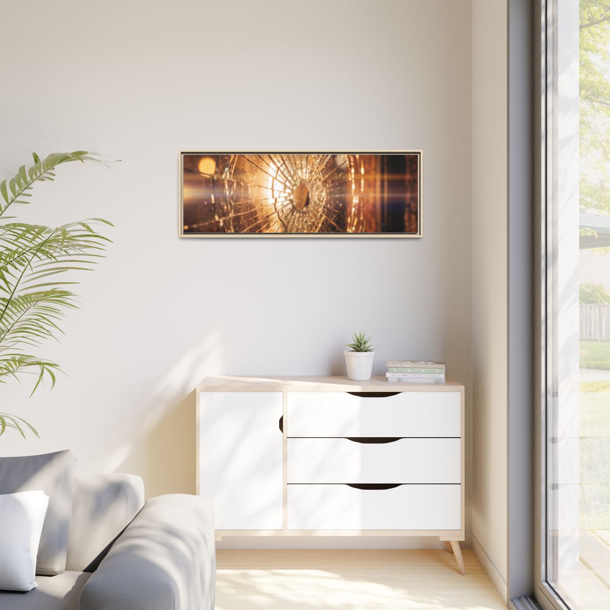Matte Canvas, Framed - Golden Fractured Art — Natural /... |...
