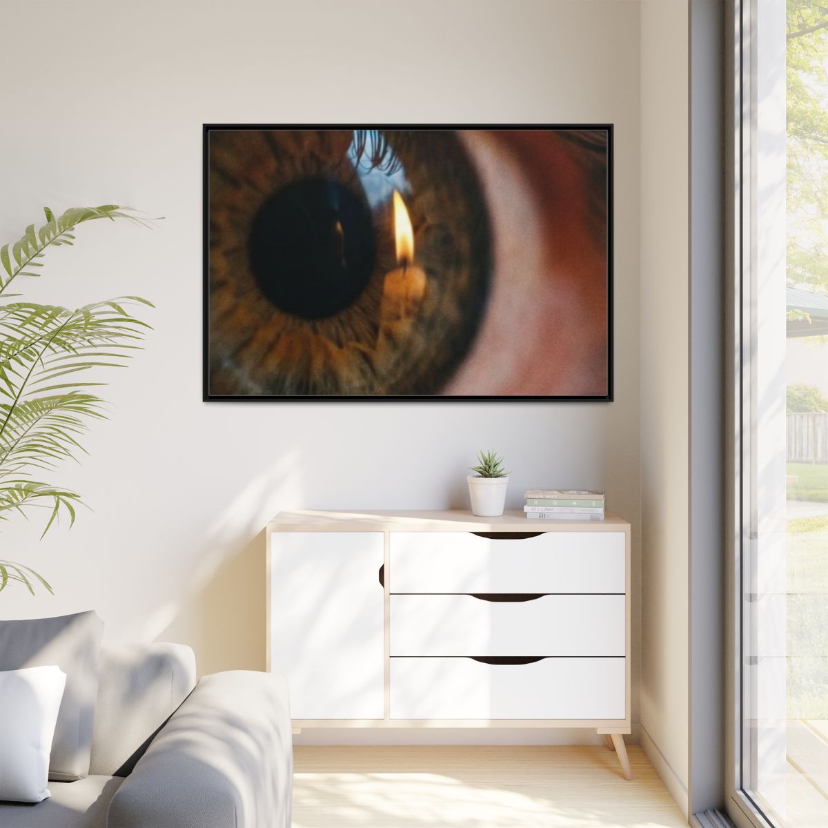 Matte Canvas, Framed - Amber Iris Reflection Fine Art Print...