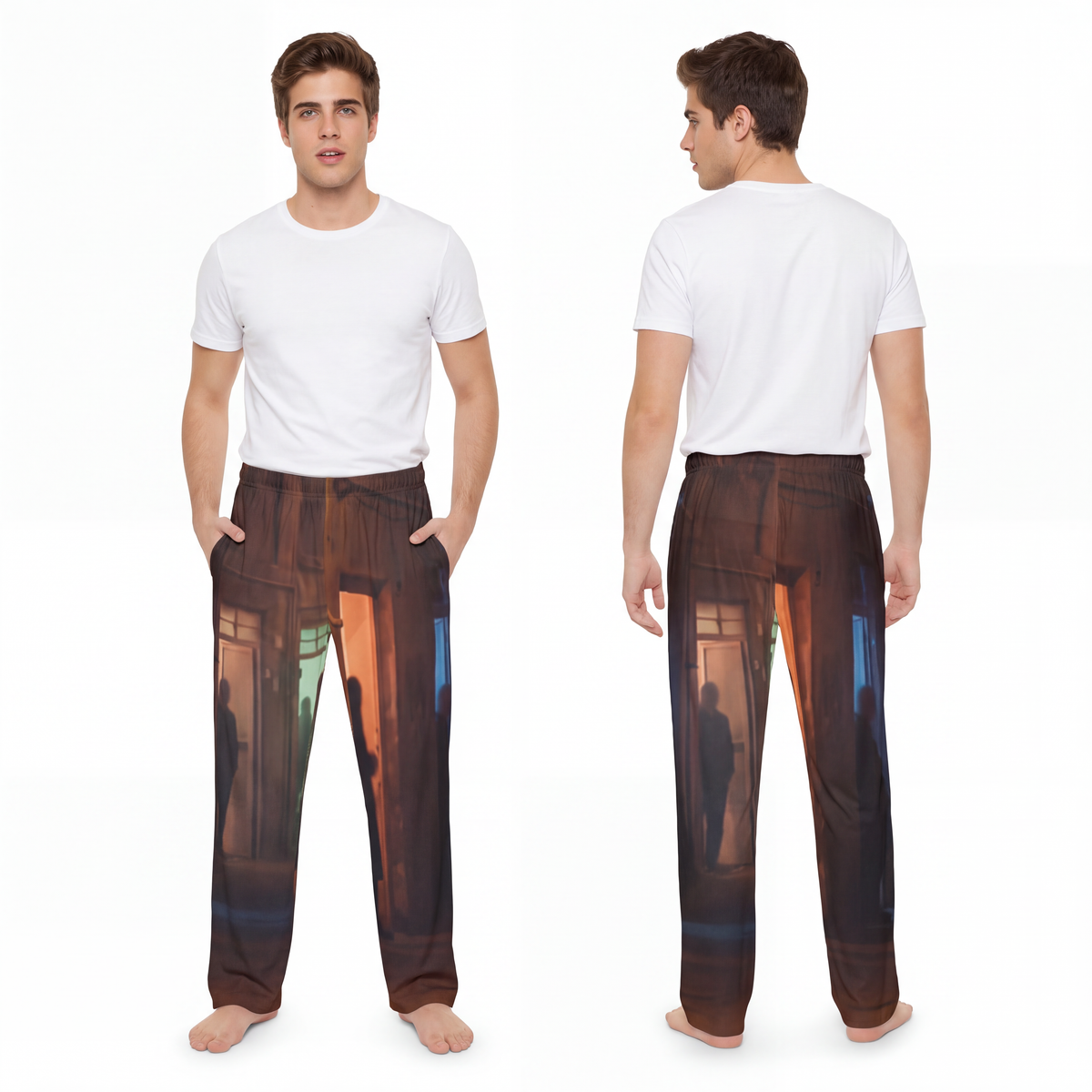 Men's Pajama Pants - Shadowed Alleyway Mystery Art Print |...