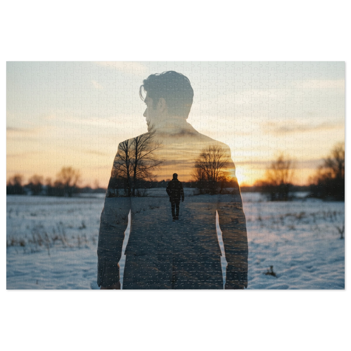 Jigsaw Puzzle with Tin - Silent Horizon Double Exposure Art...