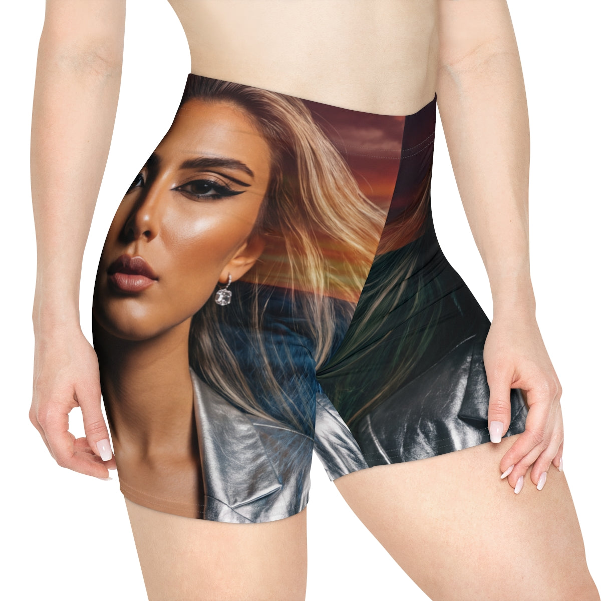 Women's Biker Shorts with Silver Editorial Muse