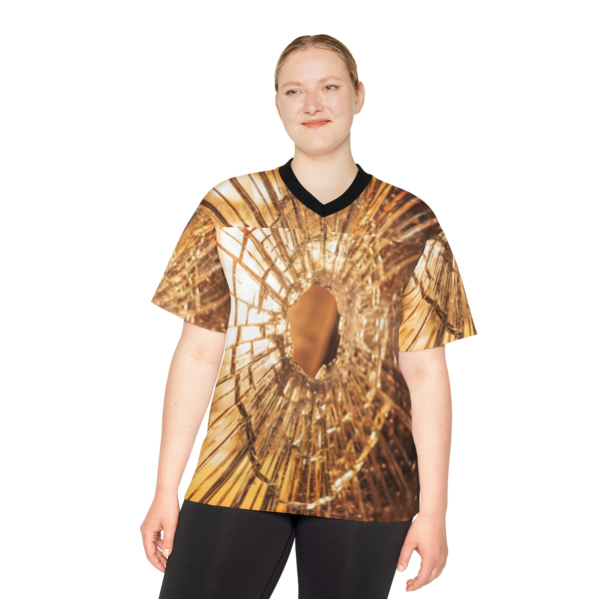 Unisex Football Jersey - Golden Fracture Cinematic Glass Art...