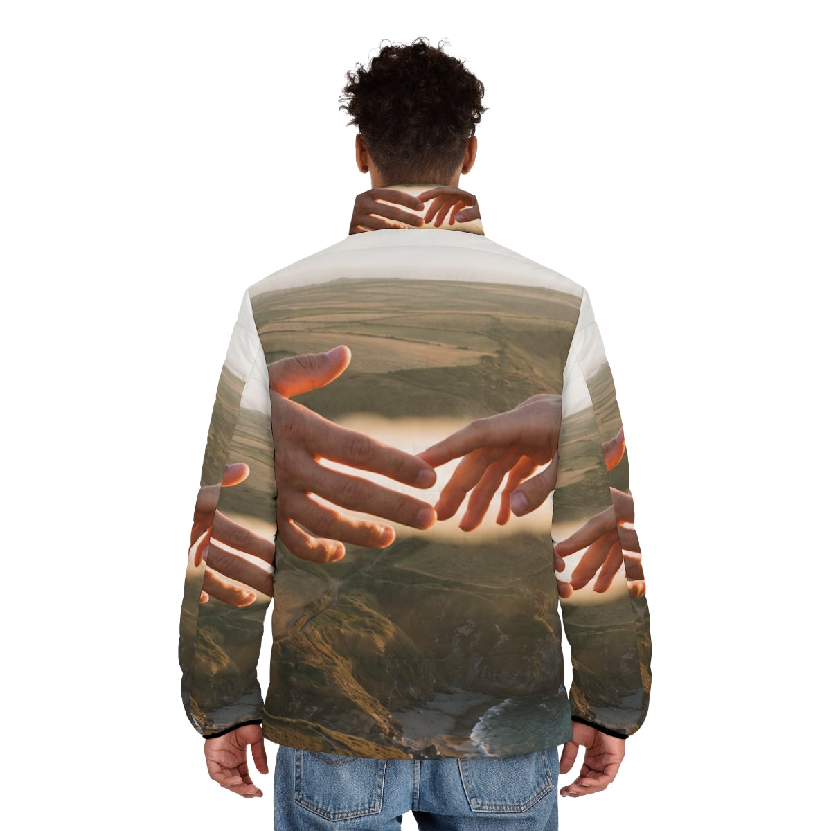 Men's Puffer Jacket - The Infinite Touch | Ethereal Coastal...