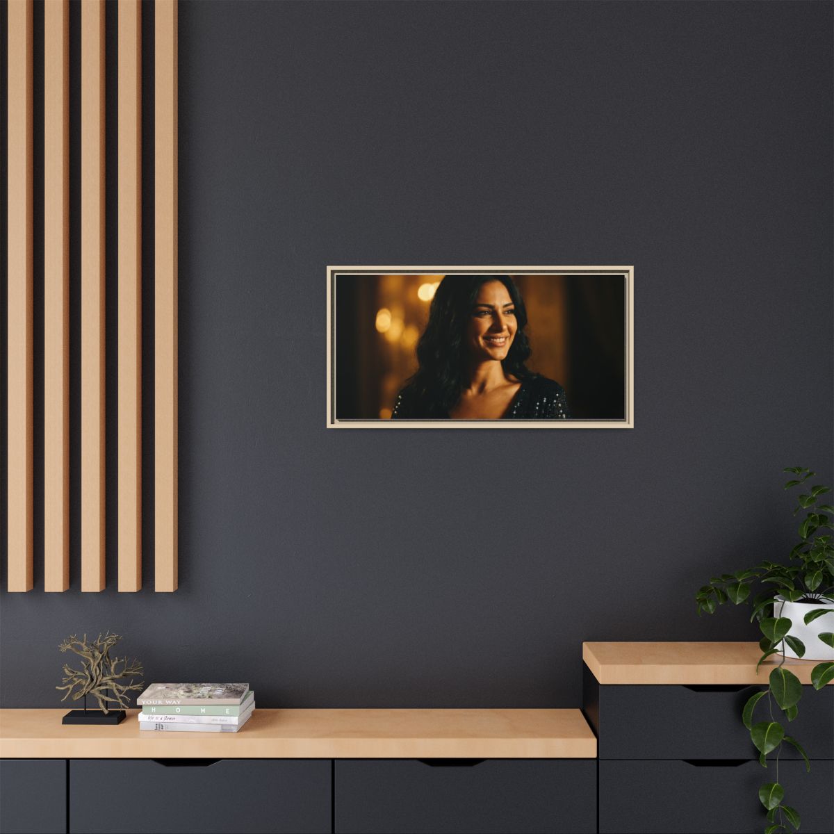 Framed Canvas Art - Golden Glamour — Natural / 1.25"
