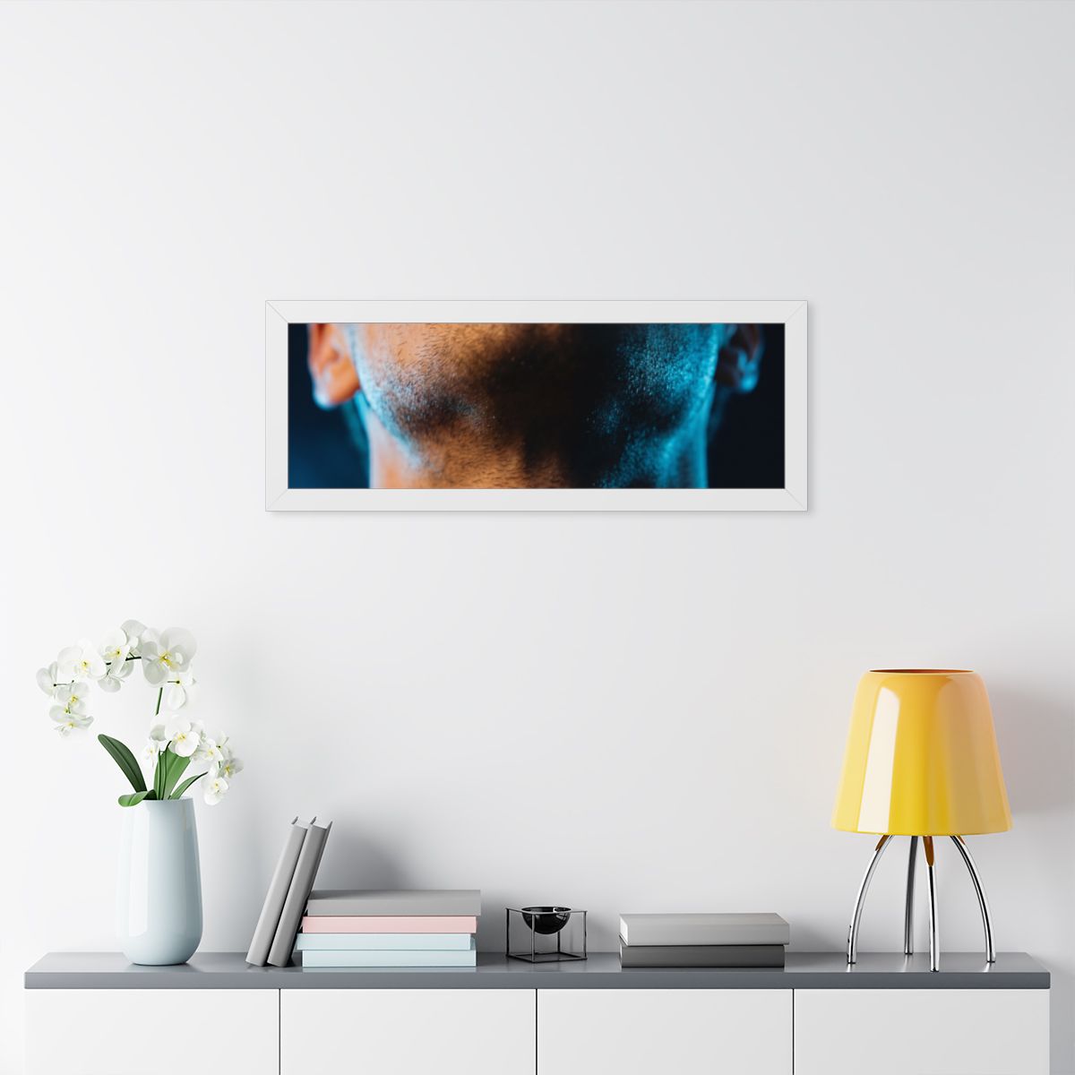 Framed Horizontal Poster - Neon Horizon Portrait — White......