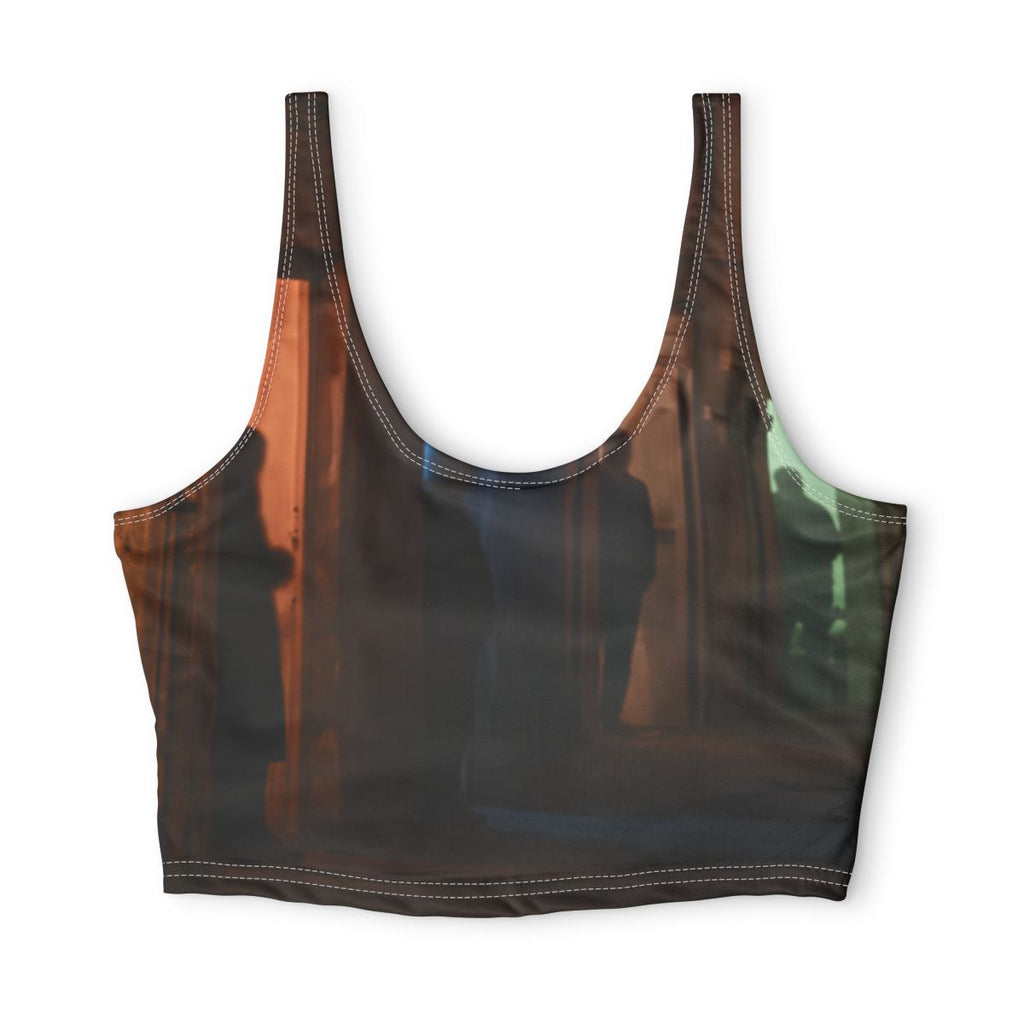 Polyester Sports Bra - Shadowed Alleyway Mystery Art Print |...