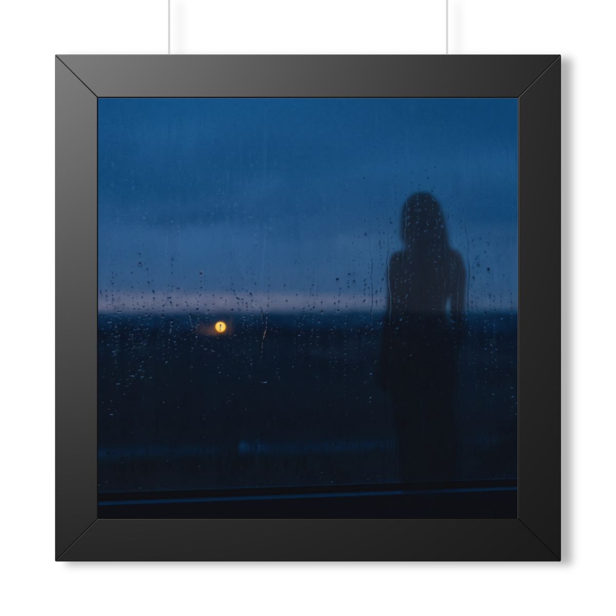 Framed Vertical Poster - Rainy Dusk Silhouette — Black... |...