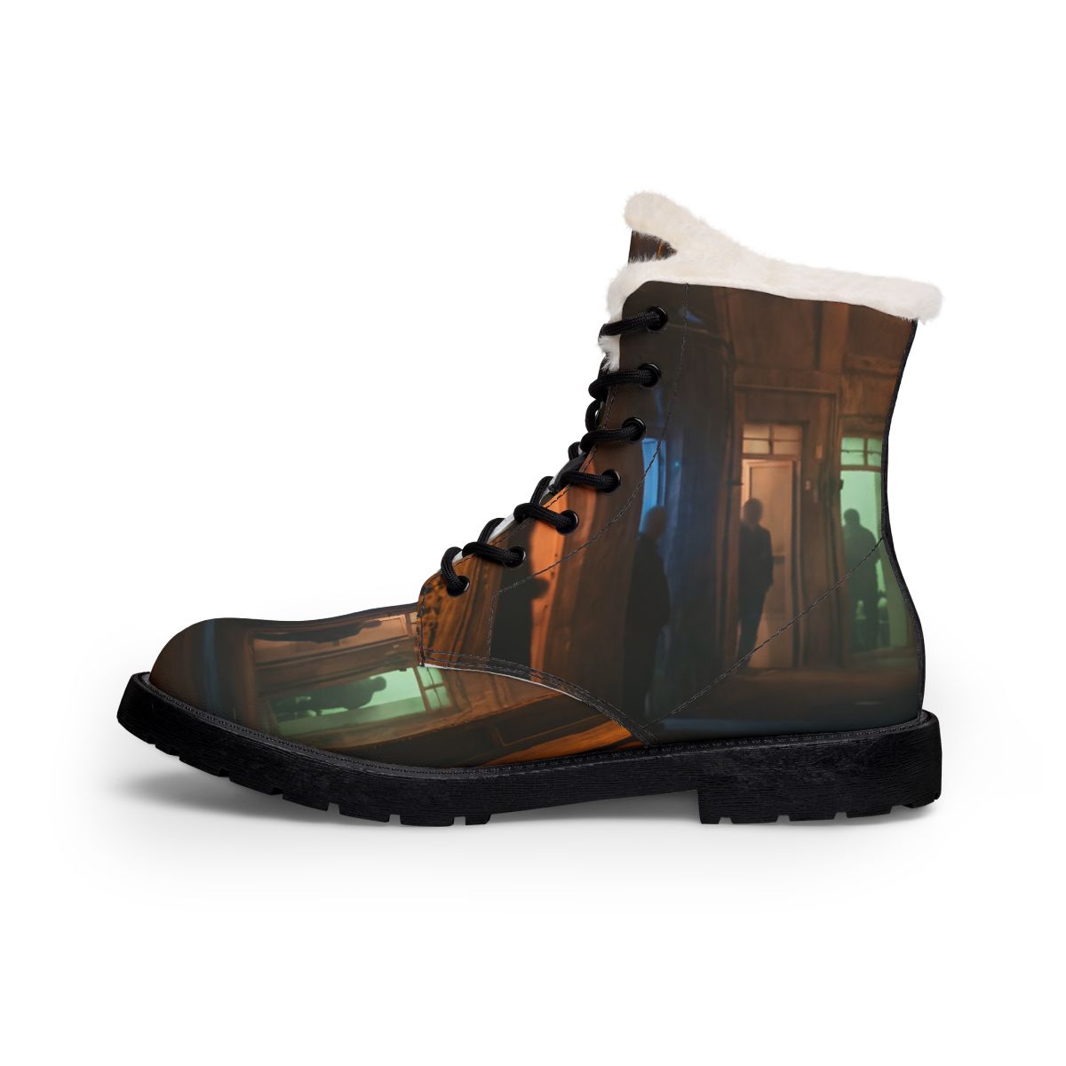 Women's Fur and Leather Boots - Shadowed Alleyway Mystery......