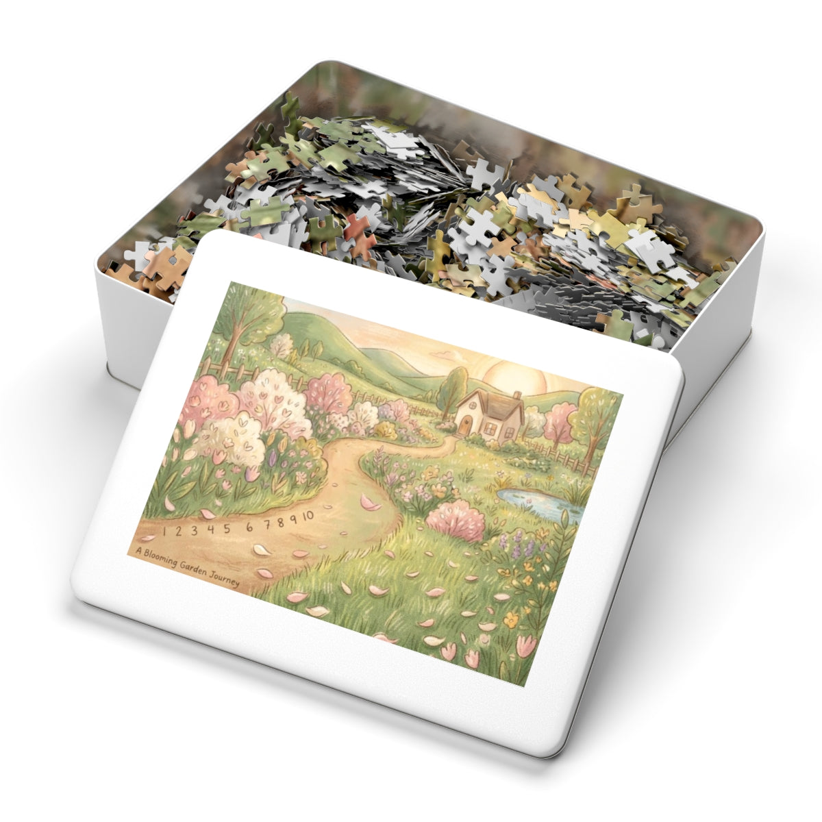 Jigsaw Puzzle with Tin - Sunlit Meadow Cottage (30, 110... |...