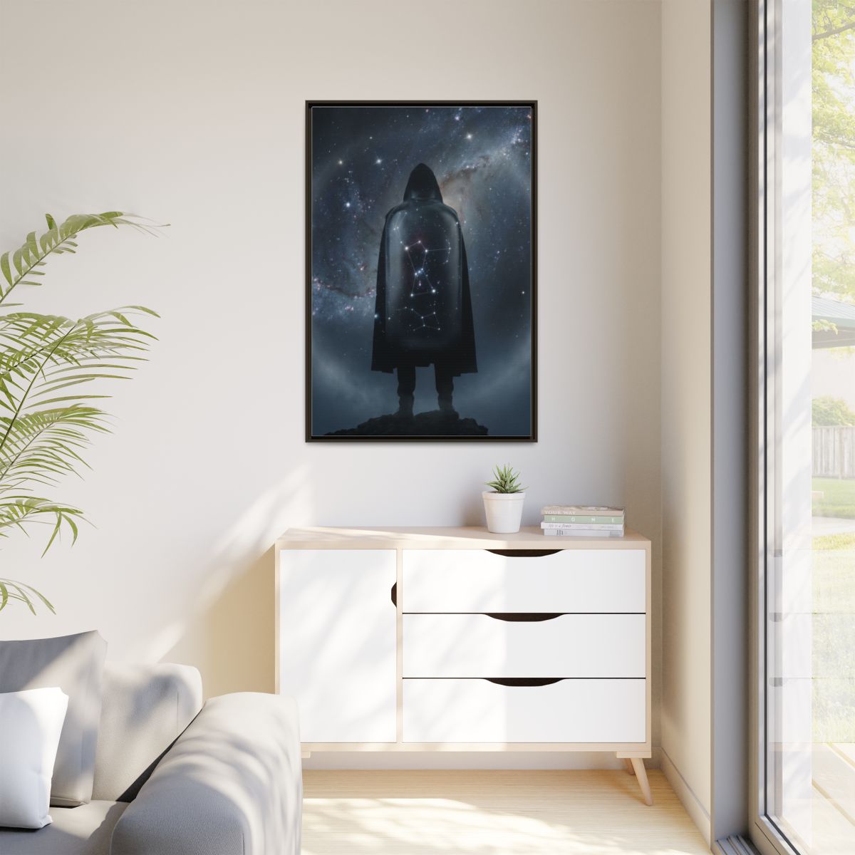 Matte Canvas, Framed - Cosmic Sentinel Orion Constellation...
