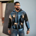 Men's Midnight Shadow Zip Hoodie - Cinematic Cozy Outerwear...