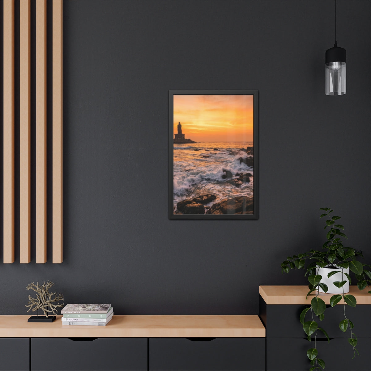 Framed Posters - Coastal Golden Glow — Portrait
