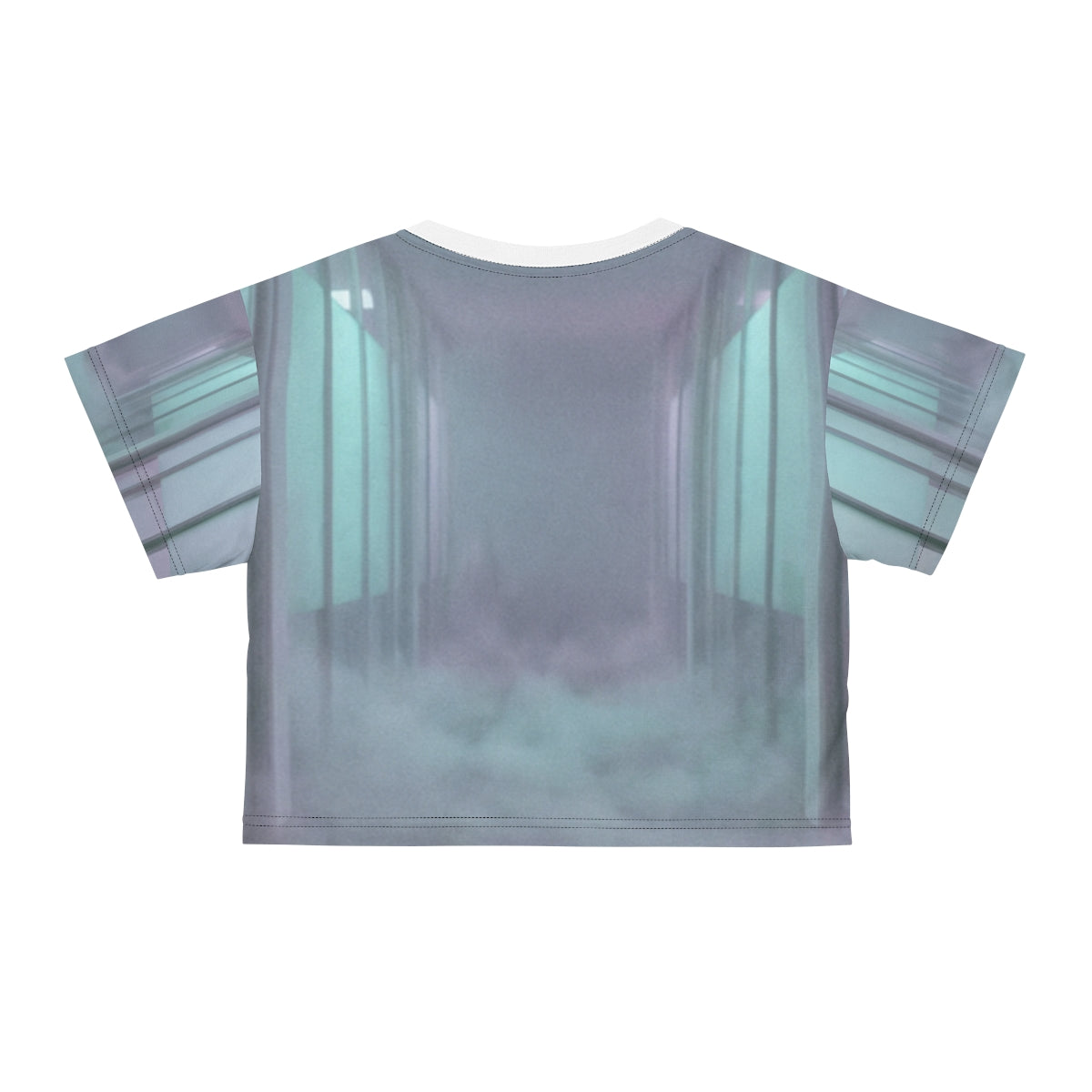 Crop Tee - Liminal Corridor Fog Art Print | Echovira Gallery