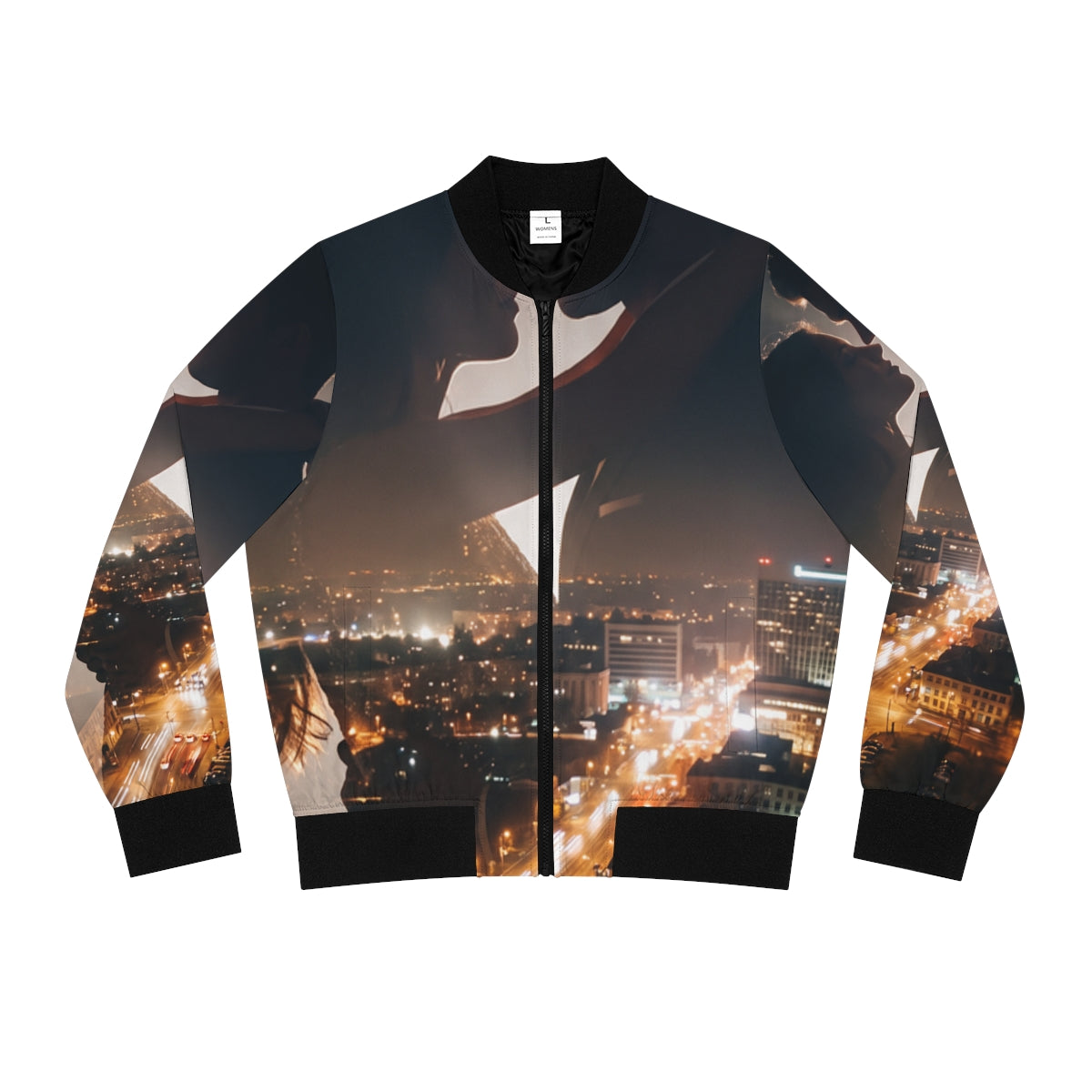 Women's Bomber Jacket - Midnight City Skyline | Echovira...