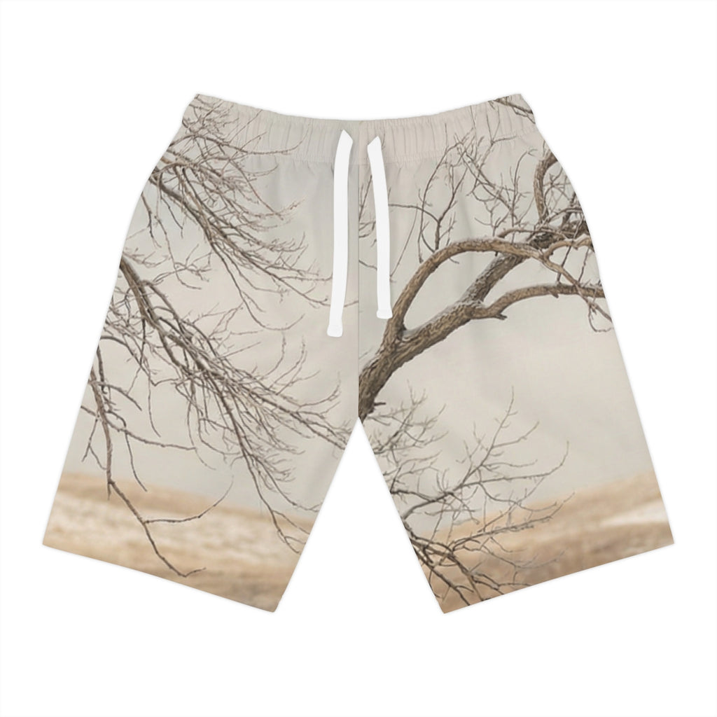 Men's Athletic Long Shorts - Silent Branches Winter... |...