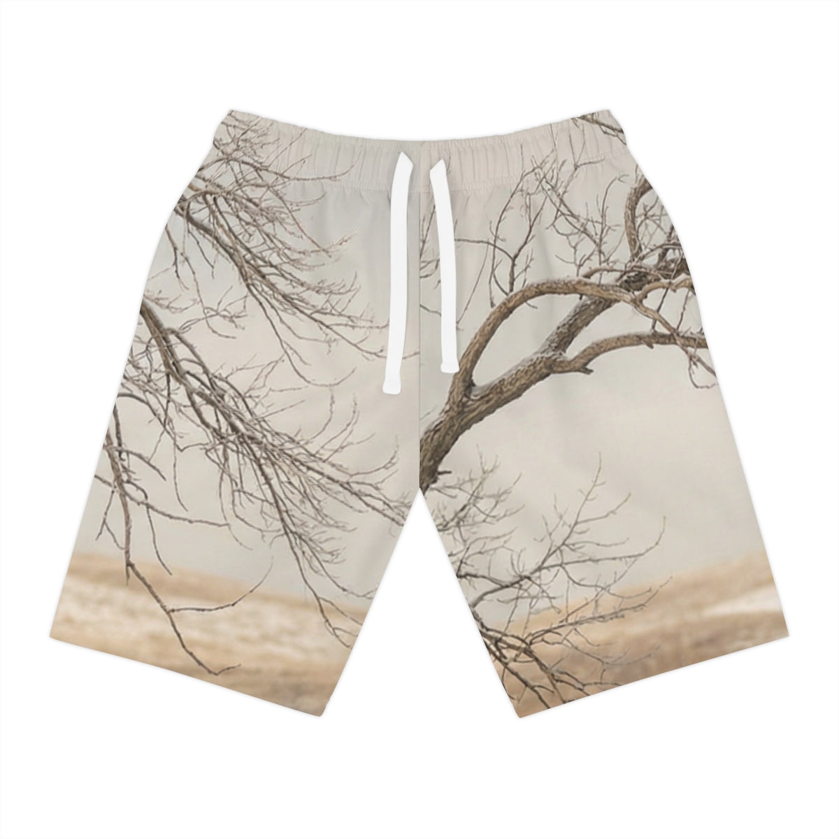 Men's Athletic Long Shorts - Silent Branches Winter... |...