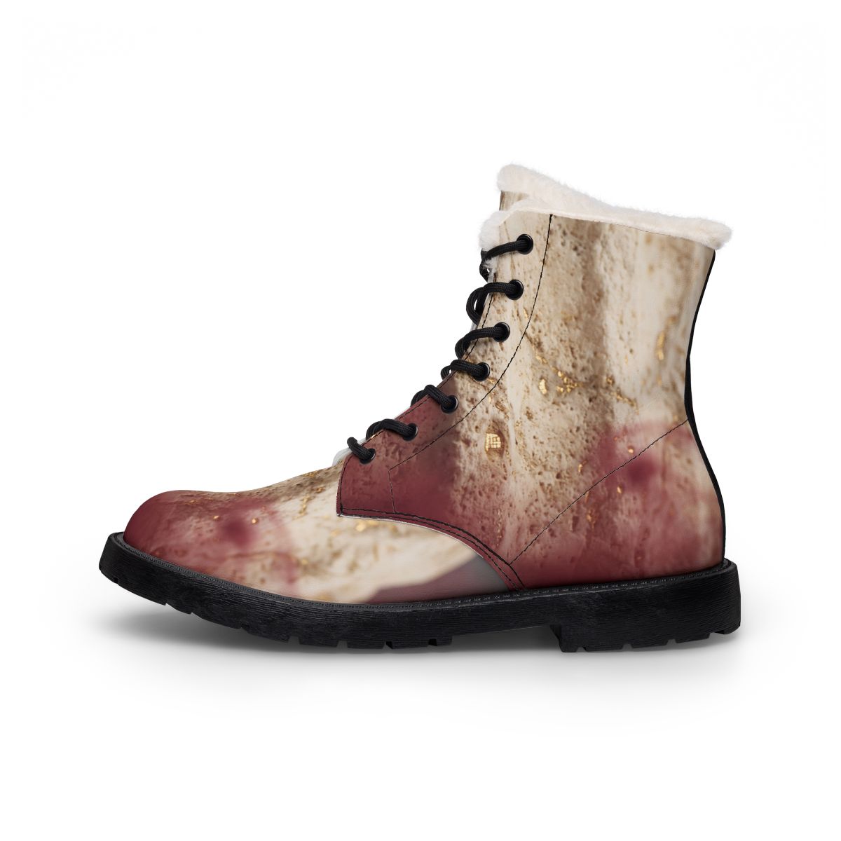 Men's Fur and Leather Boots Classical Pillar Art