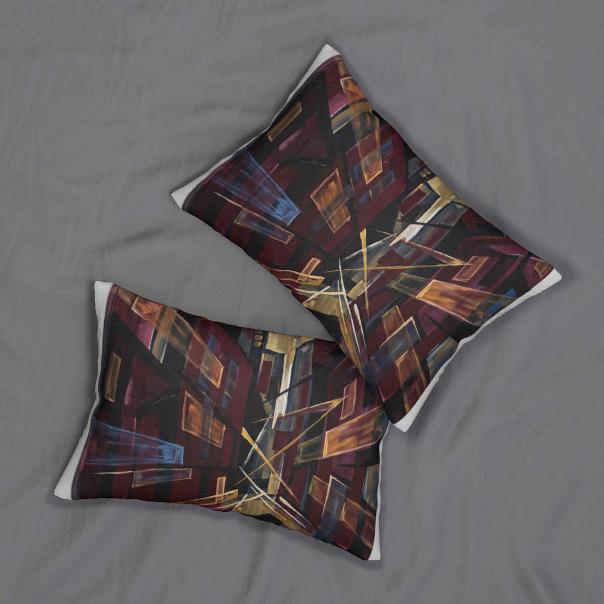 Spun Polyester Lumbar Pillow - Urban Glow | Echovira Gallery