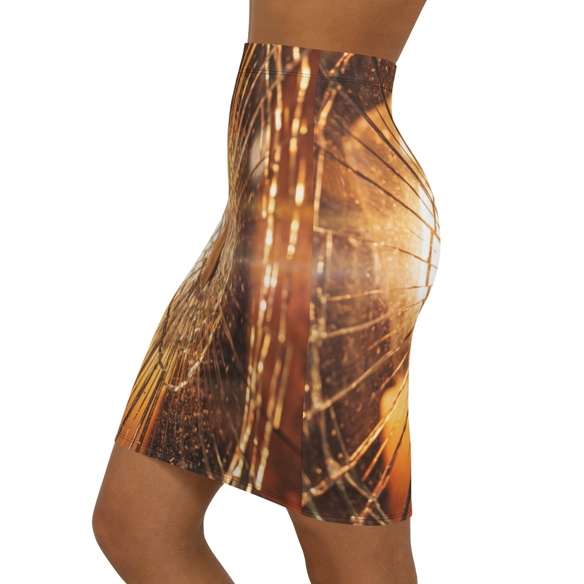 Women's Mid-Waist Pencil Skirt - Shattered Light and Golden...