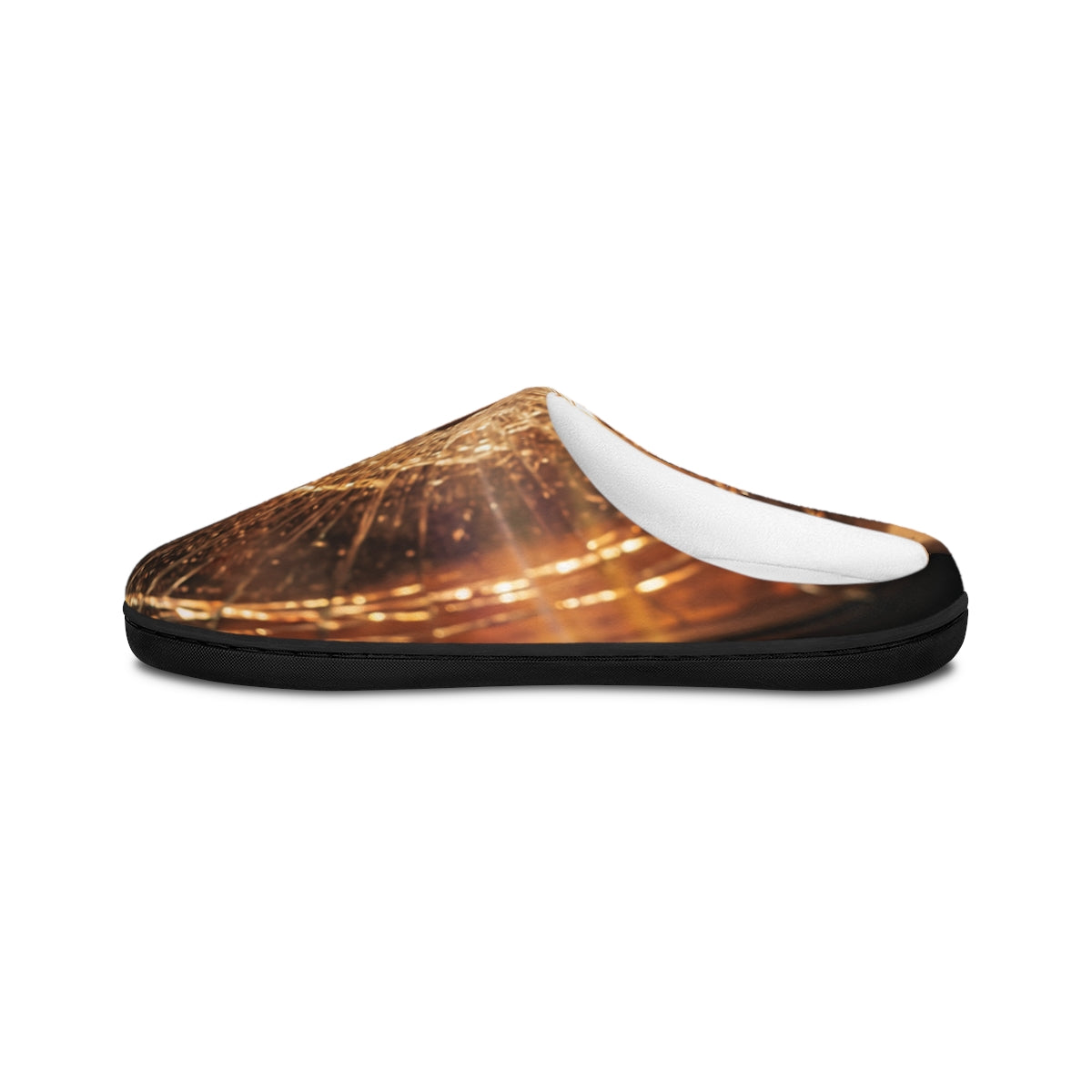 Men's Indoor Slippers - Golden Fracture Cinematic Glass Art...