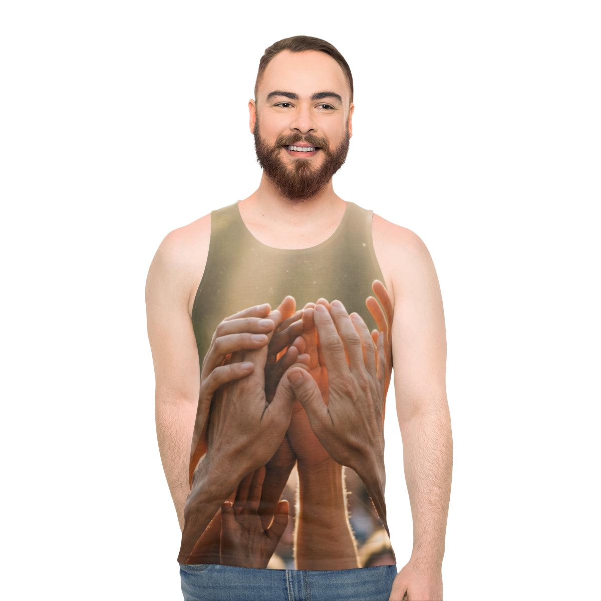 Men's Unisex Tank Top - Golden Rays of Unity Wall Art |...