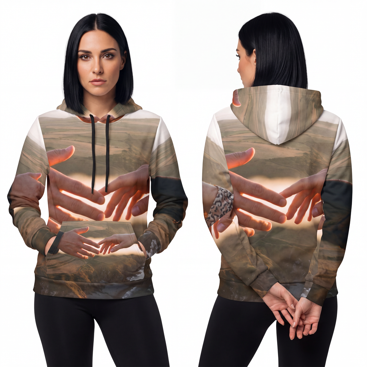 Athletic Hoodie - The Infinite Touch | Ethereal Coastal Art...