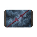 Abstract Charcoal and Crimson Bath Mat