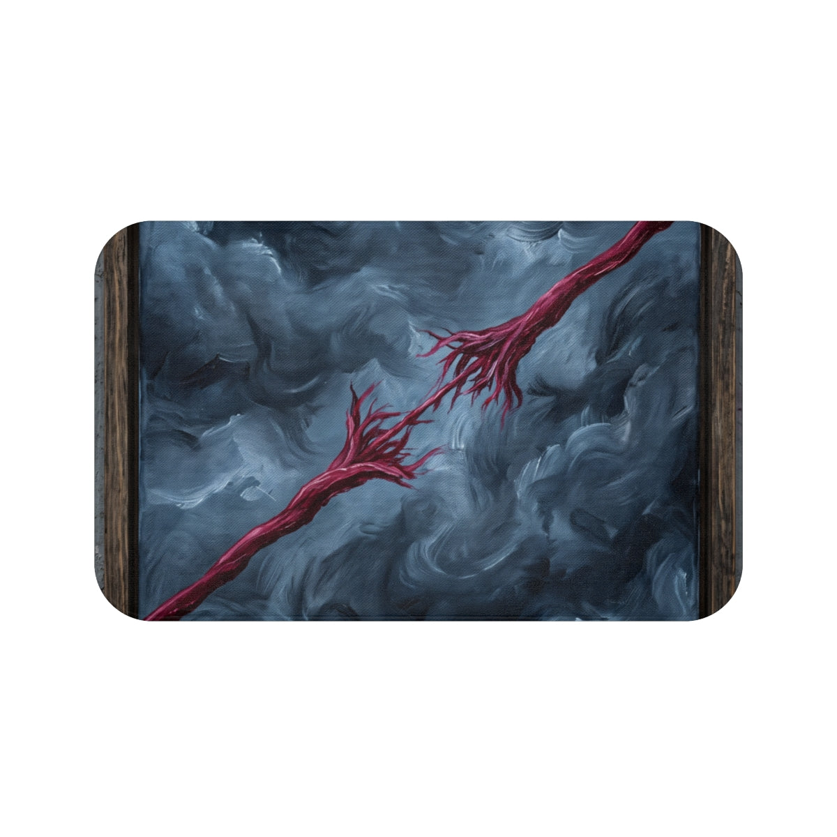 Abstract Charcoal and Crimson Bath Mat