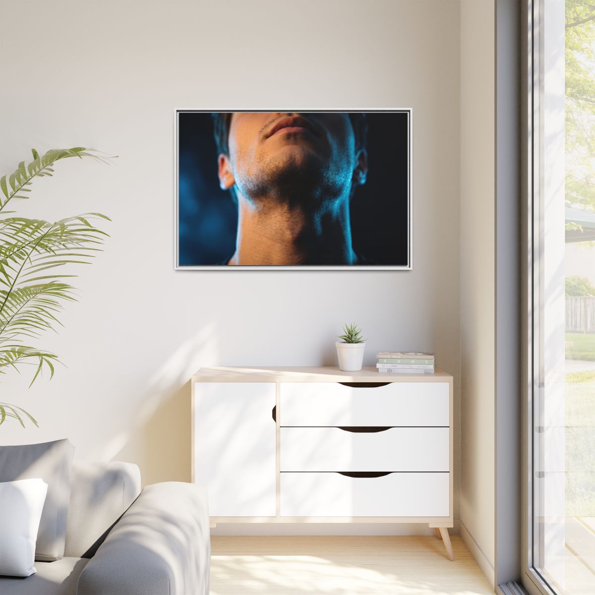 Matte Canvas, Framed - Neon Shadows Cinematic Portrait Art...