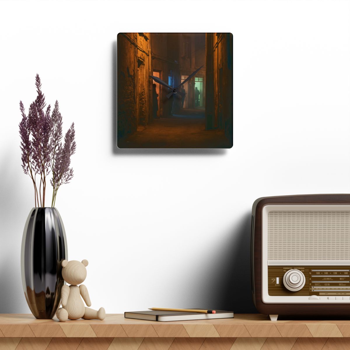 Acrylic Wall Clock - Midnight Glow Silhouette | Echovira...