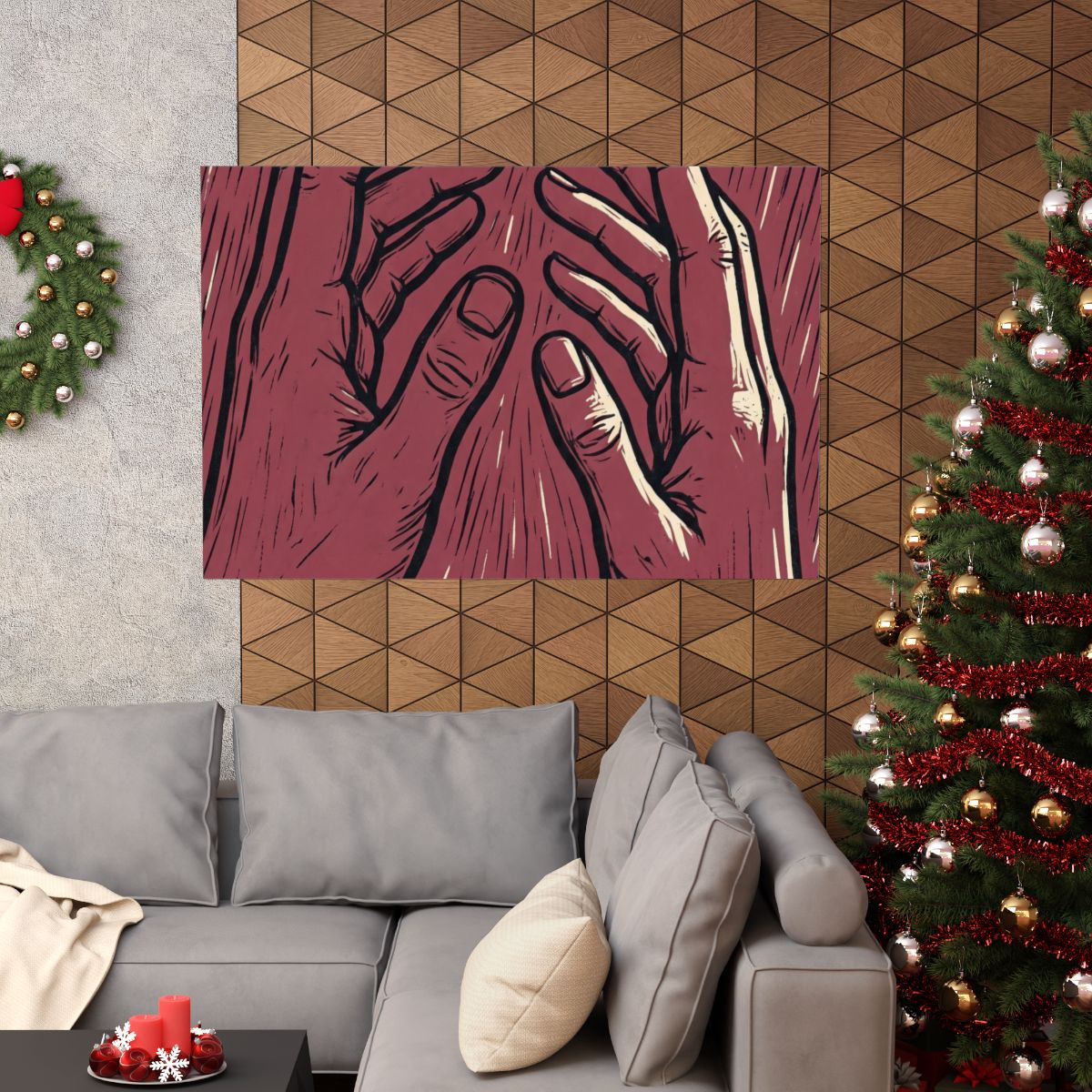 Matte Horizontal Poster - Crimson Hands (10×8 & 54×36) |...